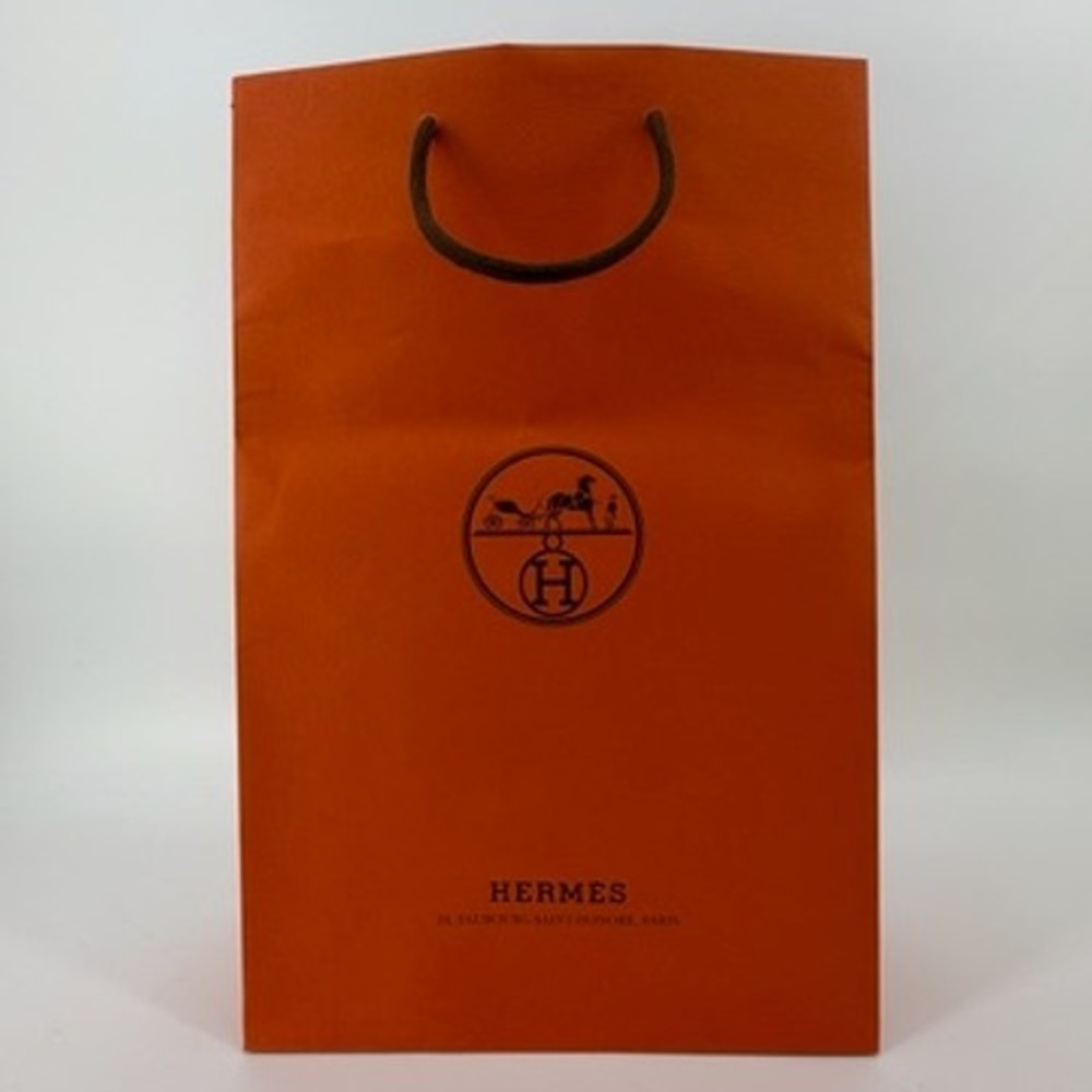 Hermes Orange Paper Shopping Bag Medium 17x11x4 Logo Cord‎ Handle Portugal